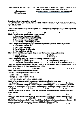 Đề thi minh họa THPT Quốc gia môn Hóa học năm 2017 - Bộ GD & ĐT